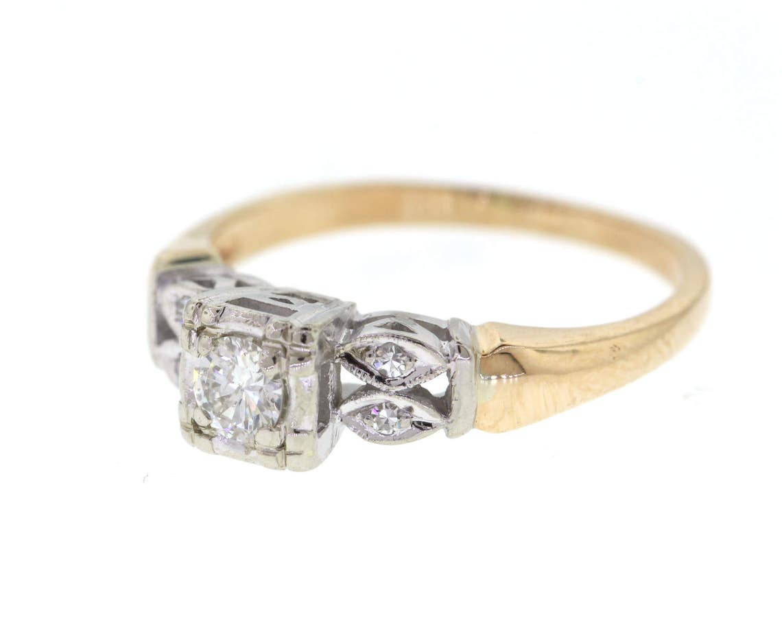 Vintage Engagement Ring Mid Century Diamond Wedding Ring Two | Etsy