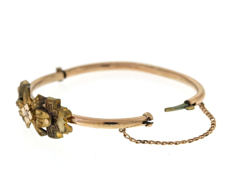 Vintage Diamond Bracelet Antique Hinged Gold Bangle Victorian Gold Filled Bracelet