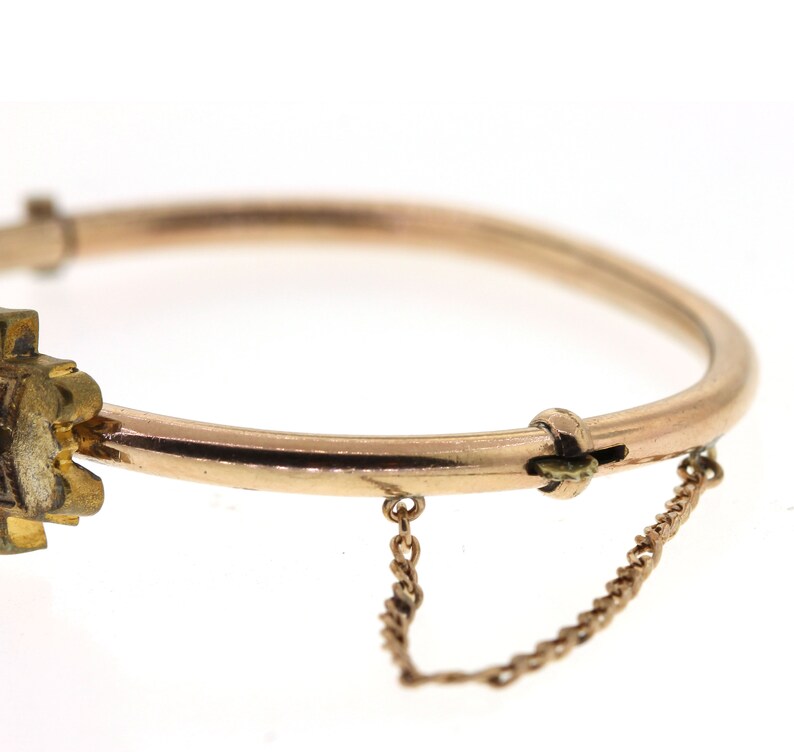 Vintage Diamond Bracelet Antique Hinged Gold Bangle Victorian Gold Filled Bracelet
