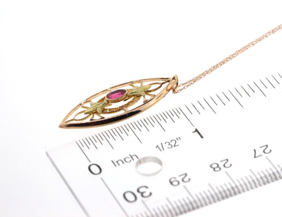 Vintage Ruby Pendant, Rose Gold Ruby Conversion P… - image 5