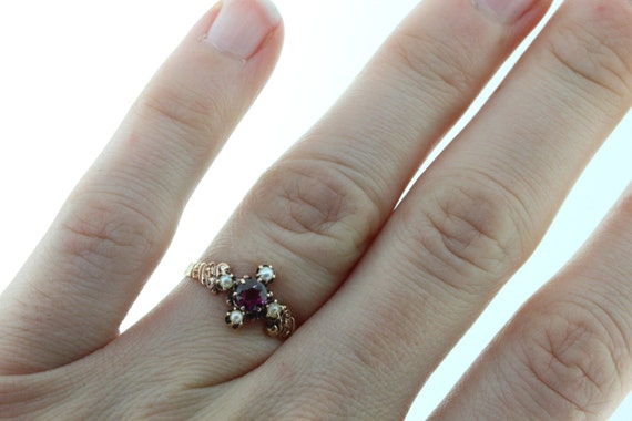 Antique Ruby Ring, Victorian Ruby Ring, Rose Gold… - image 4