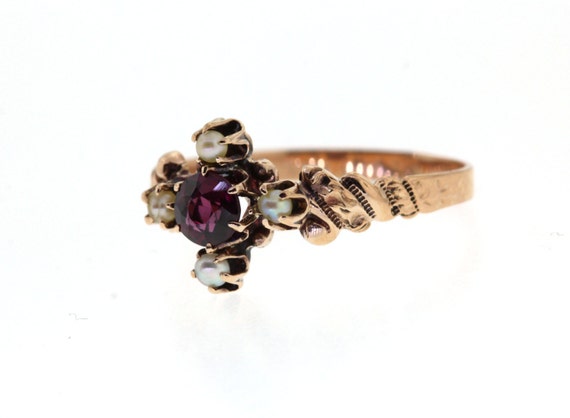 Antique Ruby Ring, Victorian Ruby Ring, Rose Gold… - image 3