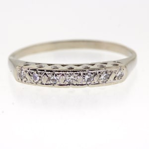Vintage Diamond Wedding Band, Mid Century Diamond White Gold Anniversary Band, Anniversary Ring