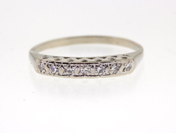 Vintage Diamond Wedding Band, Mid Century Diamond White Gold Anniversary Band, Anniversary Ring