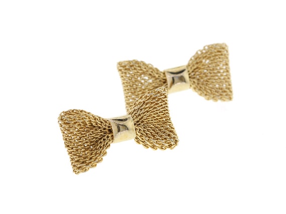 Vintage Bow Earrings, Gold Plated Mesh Earrings, Gold Bow Earrings