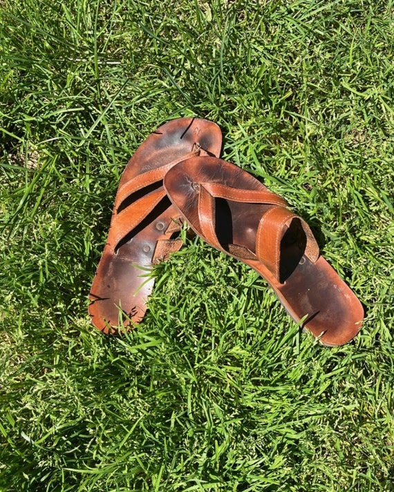 Greek leather thong-style sandals--vintage late 19