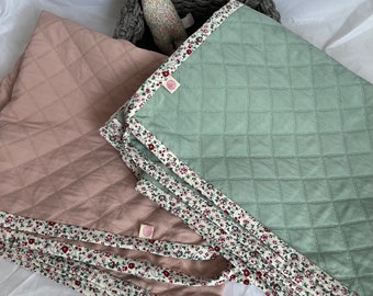 Cotton Sateen Bed Throw: Floral Binding, Toddler/Children Decor