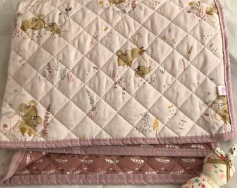 Minissou Mice Baby Play Mat: Quilted Tummy Time Blanket