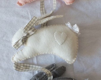 Felt Rabbit Hanging Decoration: Nursery Decor Gift