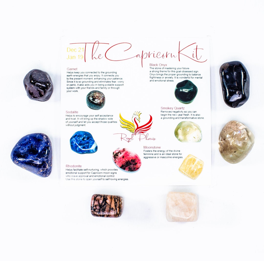 The Capricorn Kit, Capricorn Zodiac Crystal Set Sodalite, Black