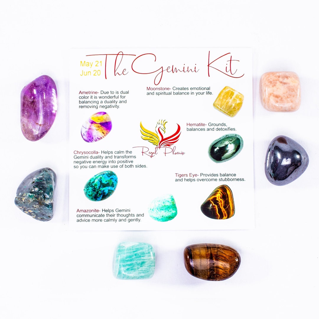 The Gemini Kit, Gemini Crystal Set, Zodiac Crystals ametrine, Moonstone