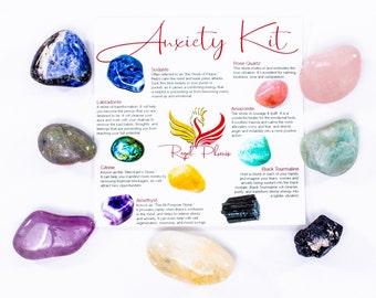 The Anxiety Kit, Crystals for Anxiety, Stress Relief Stone, Self Care, Healing Crystal Set, Calm Down Gemstones, Anti Anxiety Gifts