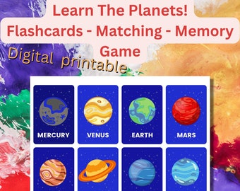 Planet Printables | Learn The Planets Flashcards | Matching Game