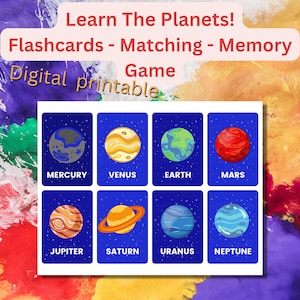Planet Printables | Learn The Planets Flashcards | Matching Game