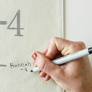Fabric Canvas Growth Chart Ruler in Natural Color, Height Marker for Children
