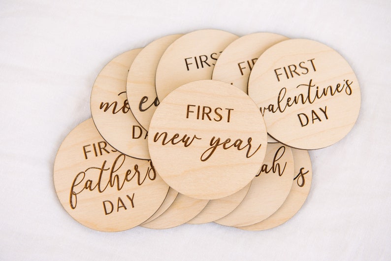 Baby's first holiday, wooden milestone markers, my first holiday discs, baby first holiday milestone, baby photo prop, baby milestone signs image 9