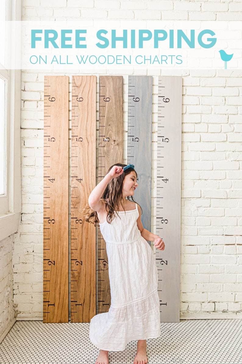 Personalized Wooden Growth Chart Ruler to measure heights, Custom Height Chart for Kids, first birthday gift image 3