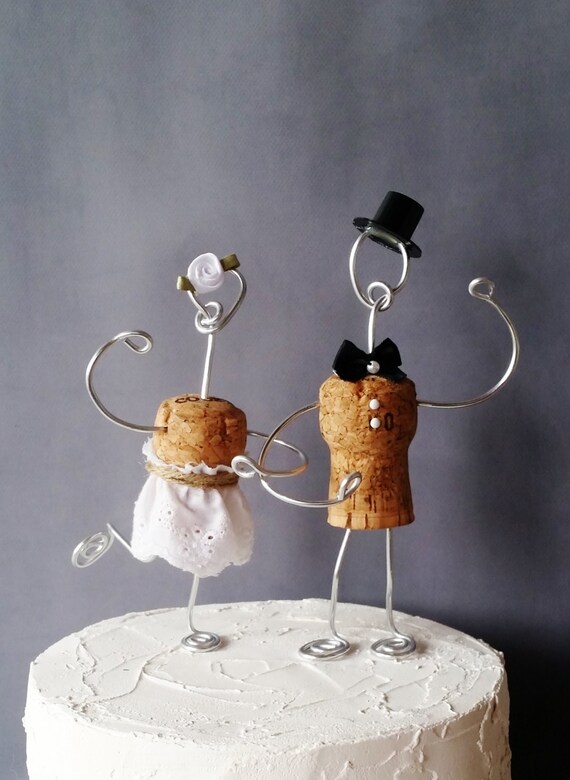 CHAMPAGNE Rustic CORK Wedding Cake Toppers Wine Inspired Etsy
