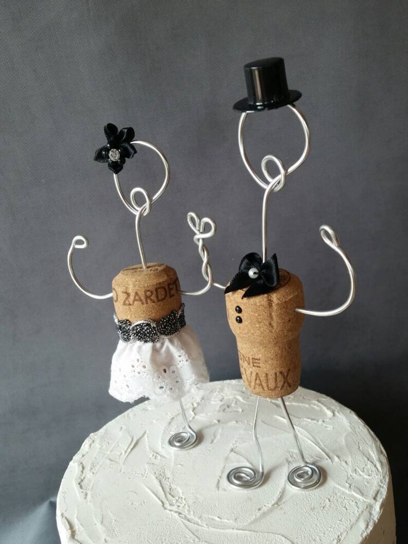 CORK WEDDING Cake Toppers Personalized Elegant Champagne Etsy