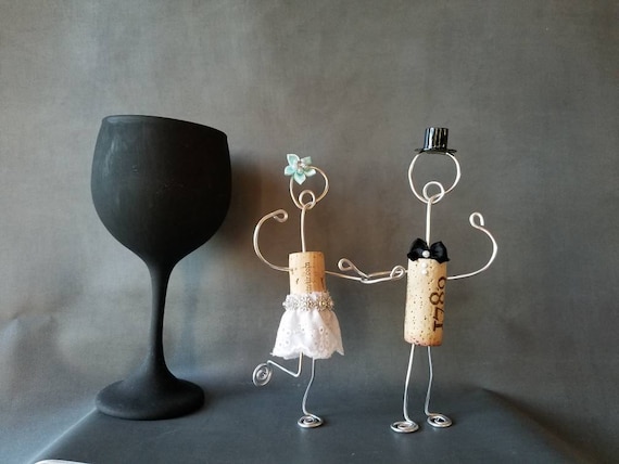 Rustic WINE CORK Wedding Cake Topper, Wine Inspired, Bling, Sparkle Wire Cake Topper, Handmade Wedding Decorations, Cork Ornament, Elegant Il_570xn