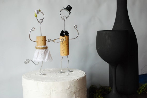 Rustic WINE CORK Wedding Cake Toppers, Wine Inspired, Color Options! Custom Wedding Cake, Handmade Cake Topper, Cork Ornament, Handmade Il_570xn