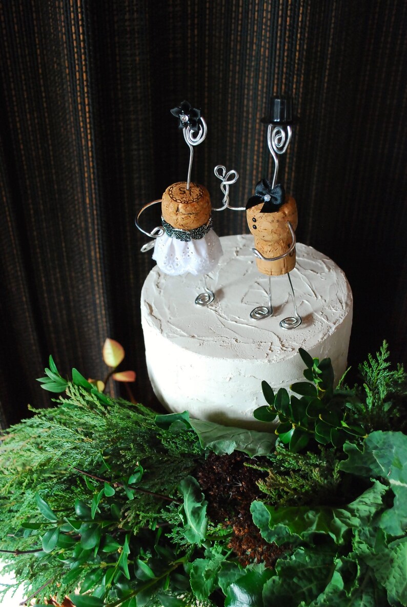 CORK WEDDING Cake Toppers Personalized Elegant Champagne Etsy