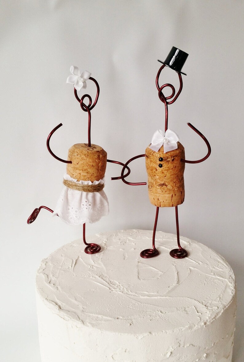 Champagne CORK Wedding Cake Toppers Wine Inspired Custom Etsy