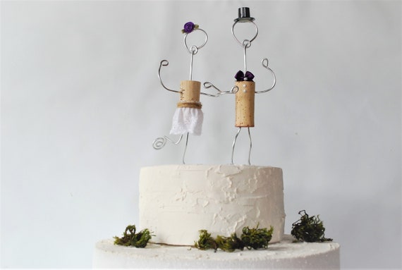 Rustic Wine Cork Wedding Cake Toppers Wine Inspired Color Etsy