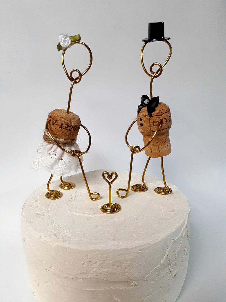 GOLD GOLF Wedding Cake Topper Wine Cork Golfer Bride & Groom Etsy