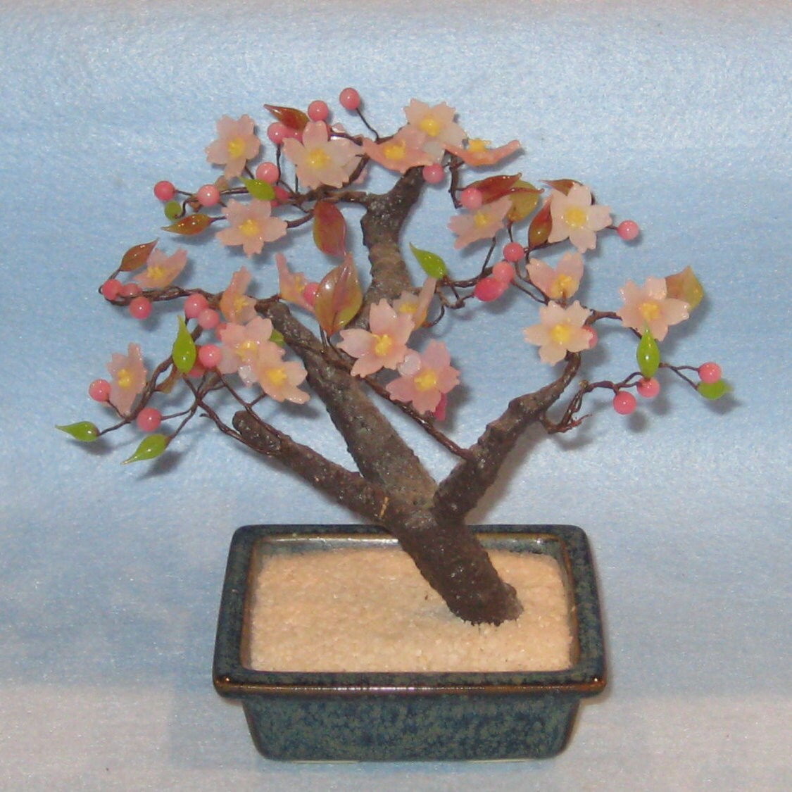 Bonsai Japanese Cherry Tree Antique Floral Glass Wire Bonsai Etsy
