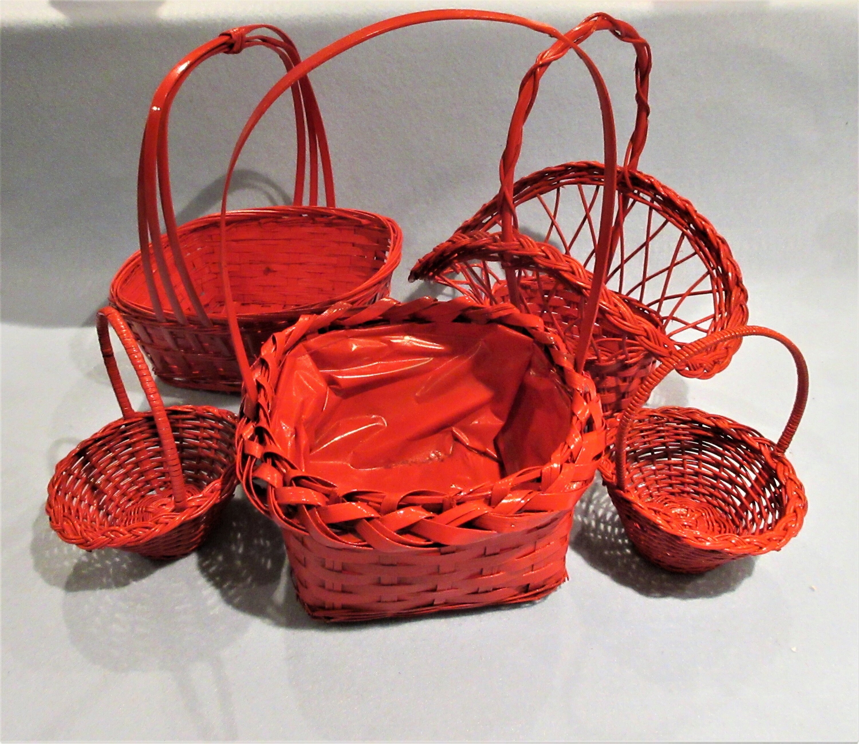 Lot Small/Miniature Red Baskets Woven Handmade Basket Home Etsy