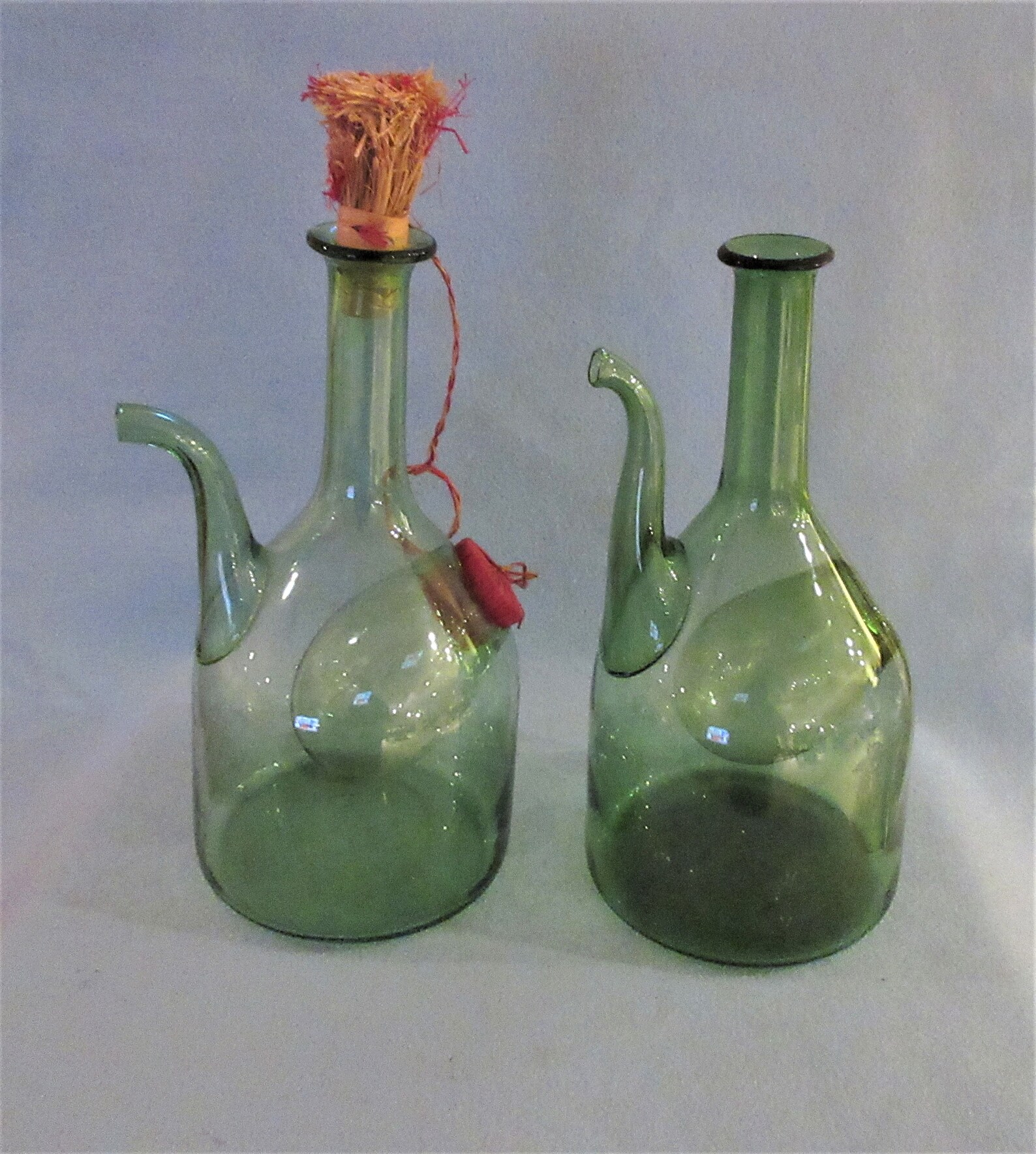 Vintage Italian Wine Decanter 1970s Hand Blown Green Glass Etsy