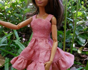 11.5 inch Fashion Doll Pink Dress with 3 Tier Skirt