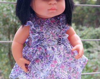 38cm (15") Miniland Baby Doll Dress with Frill Detail in Floral Print