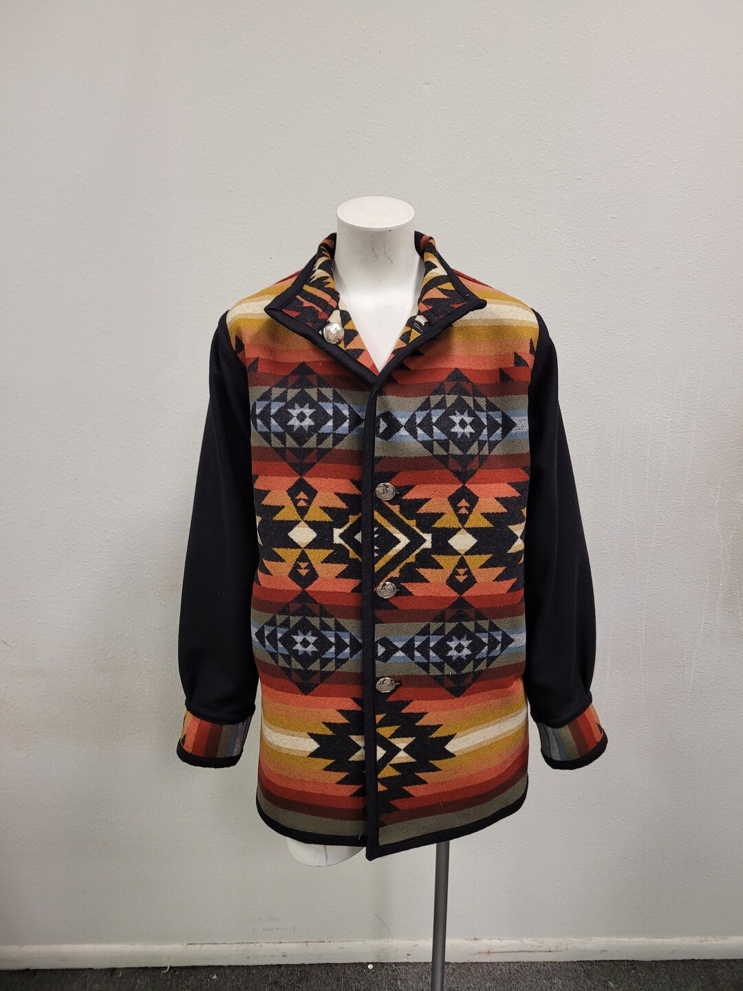 Southwestern Reversible Native American Wool Blanket Coat Etsy