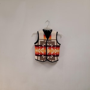 Child's Southwest Native Design Wool Blanket Reversible Vest