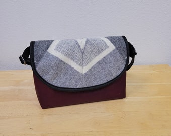 Southwest Shoulder Leather and Wool Purse
