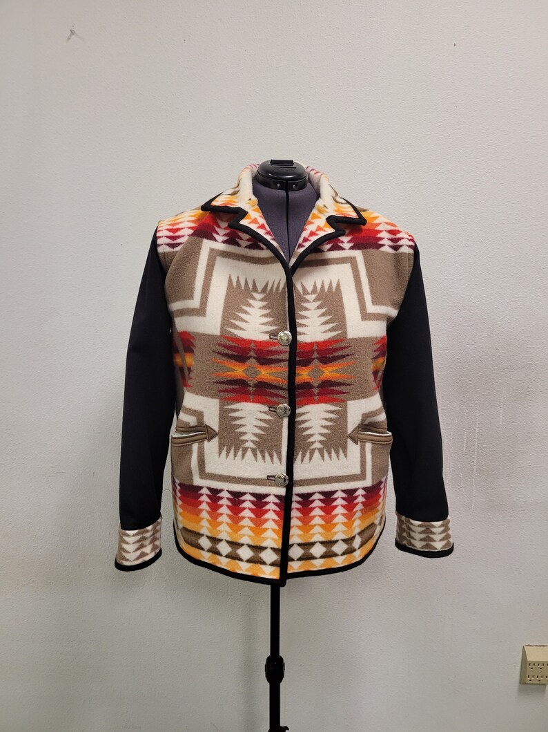 Southwestern Reversible Native American Wool Blanket Coat Etsy