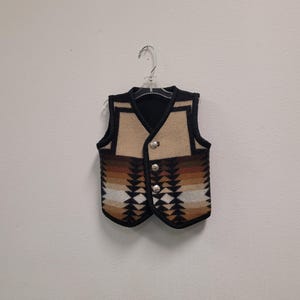 Child's Southwest Native Design Wool Blanket Reversible Vest