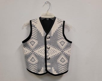 Child's Southwest Native Design Wool Blanket Reversible Vest