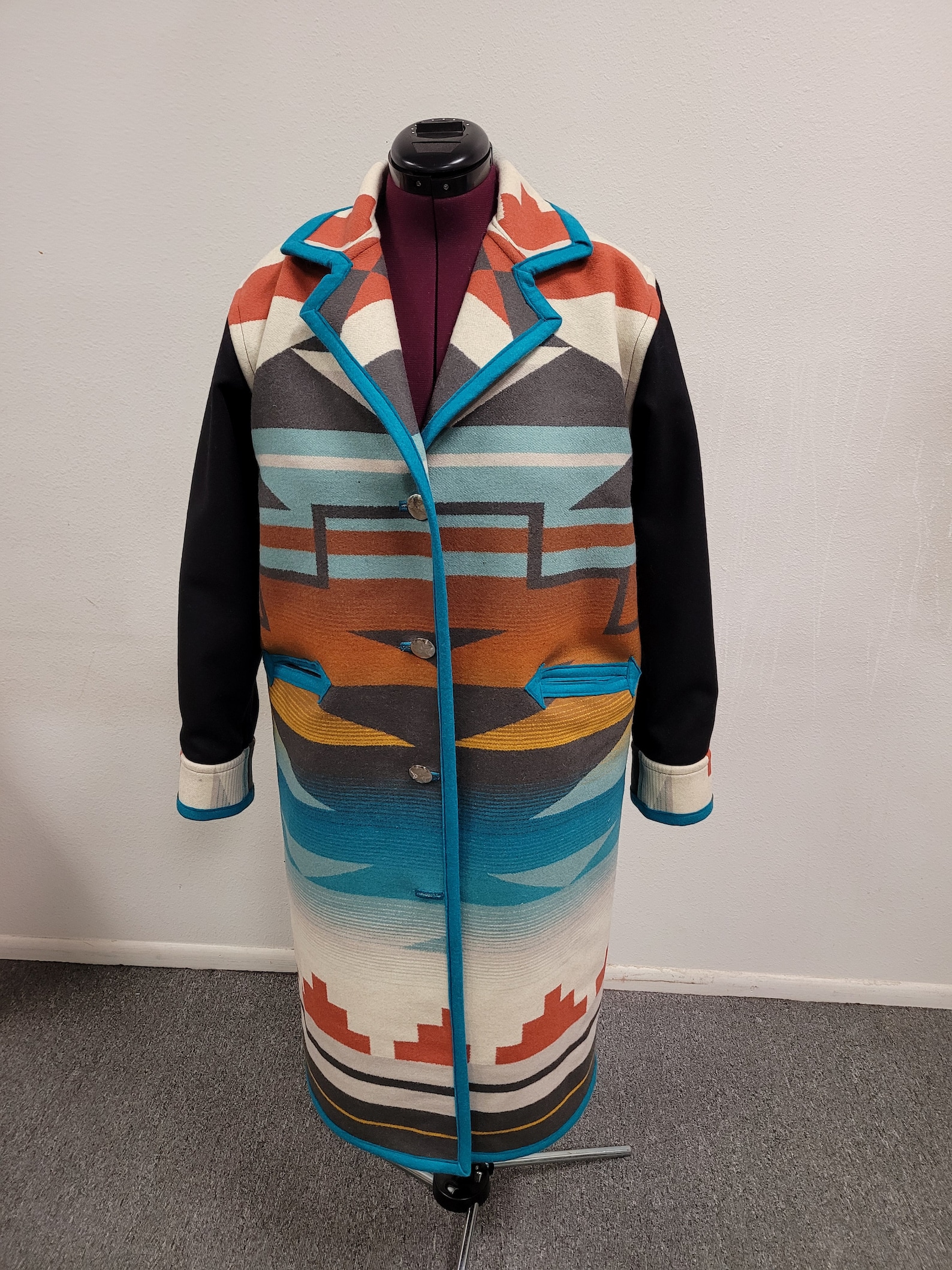 Southwestern Reversible Native American Wool Blanket Coat Etsy