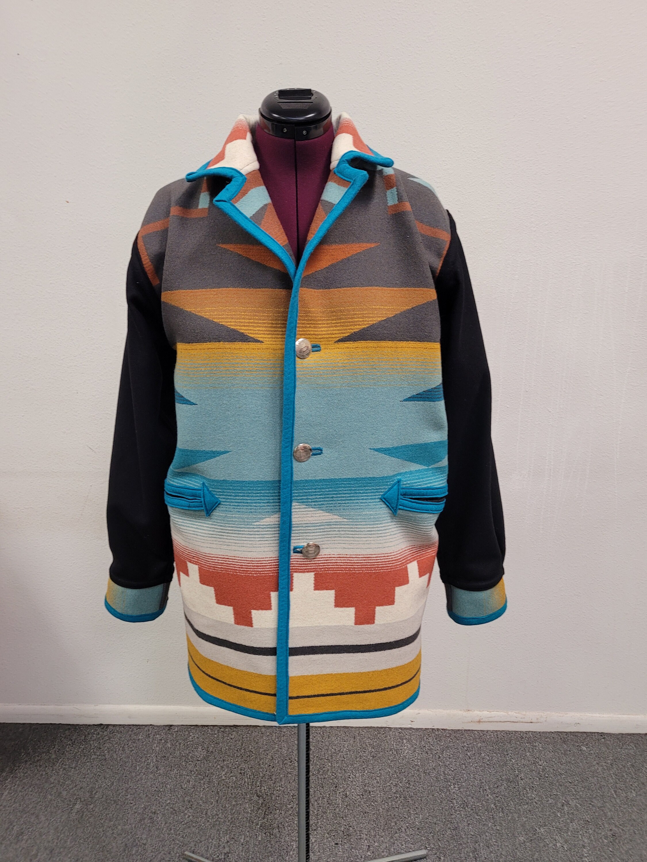 Southwestern Reversible Native American Wool Blanket Coat Etsy