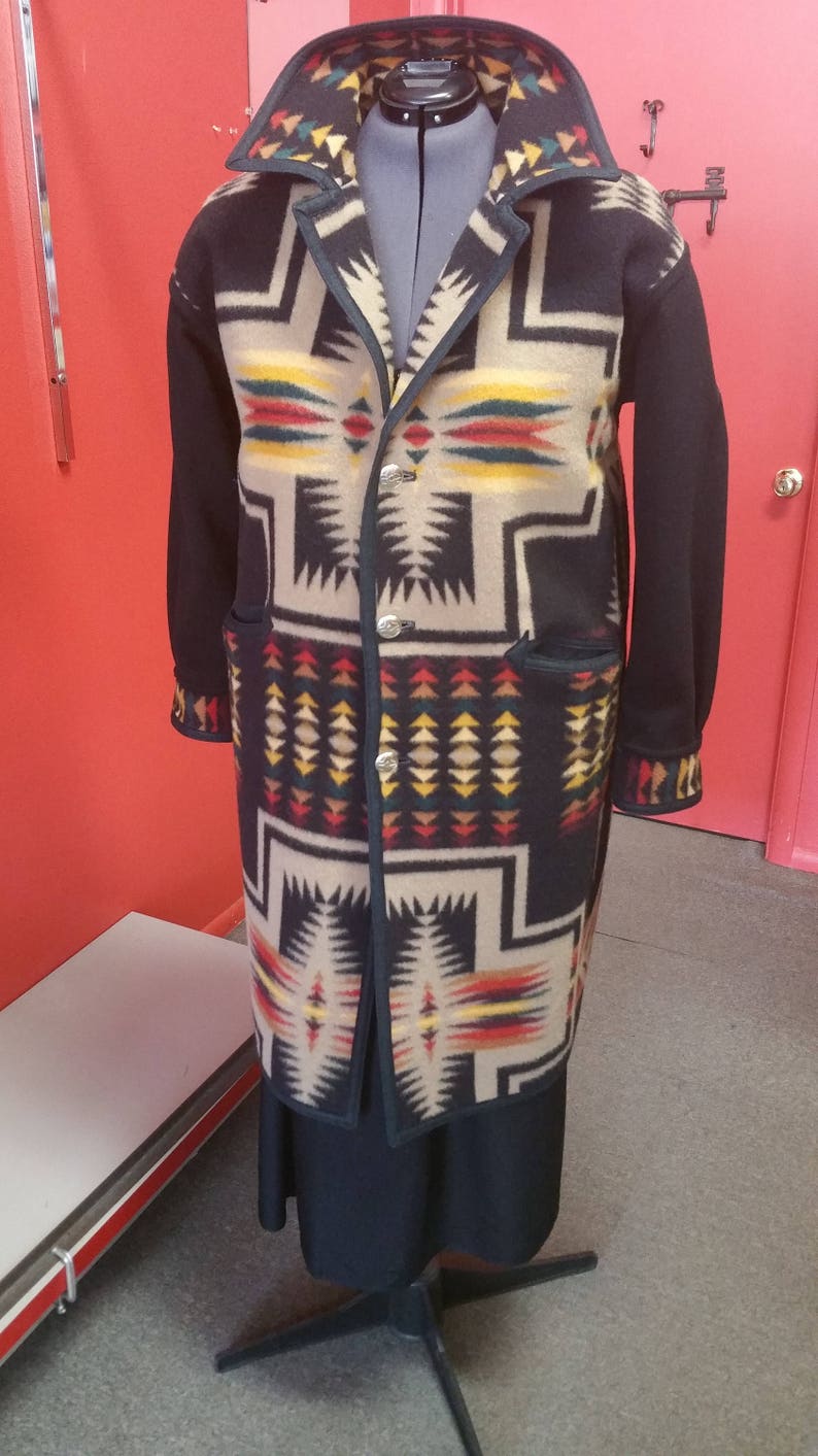 Southwestern Reversible Native American Wool Blanket Coat Etsy