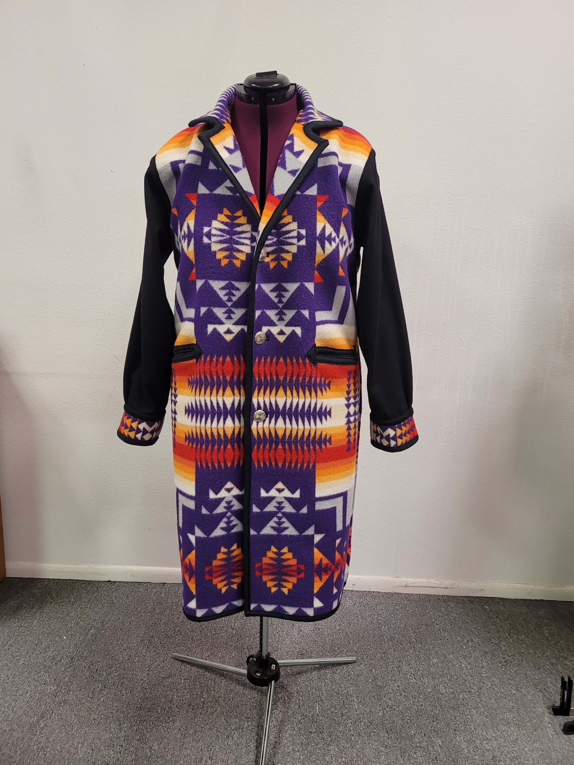 Southwest Wool Native American Reversible Blanket Coat Womens Clothing Clothing Valresacom