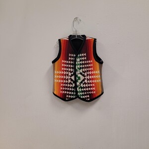Child's Southwest Native Design Wool Blanket Reversible Vest