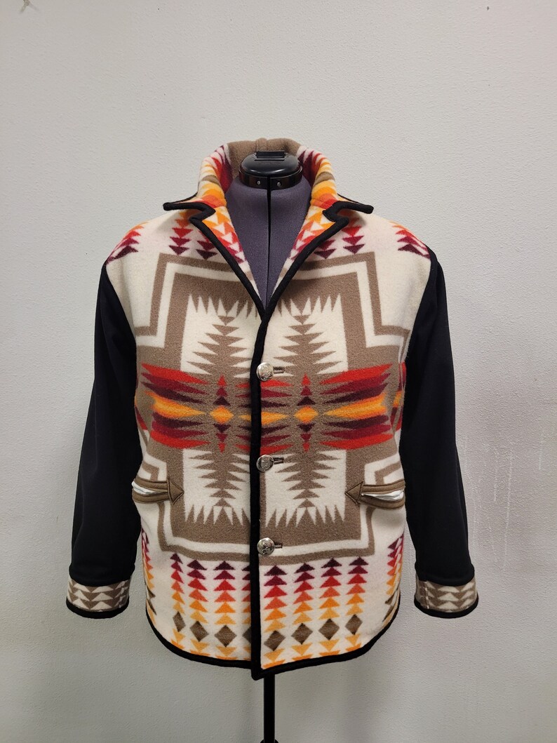 Southwestern Reversible Native American Wool Blanket Coat Etsy
