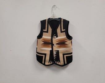 Child's Southwest Native Design Wool Blanket Reversible Vest