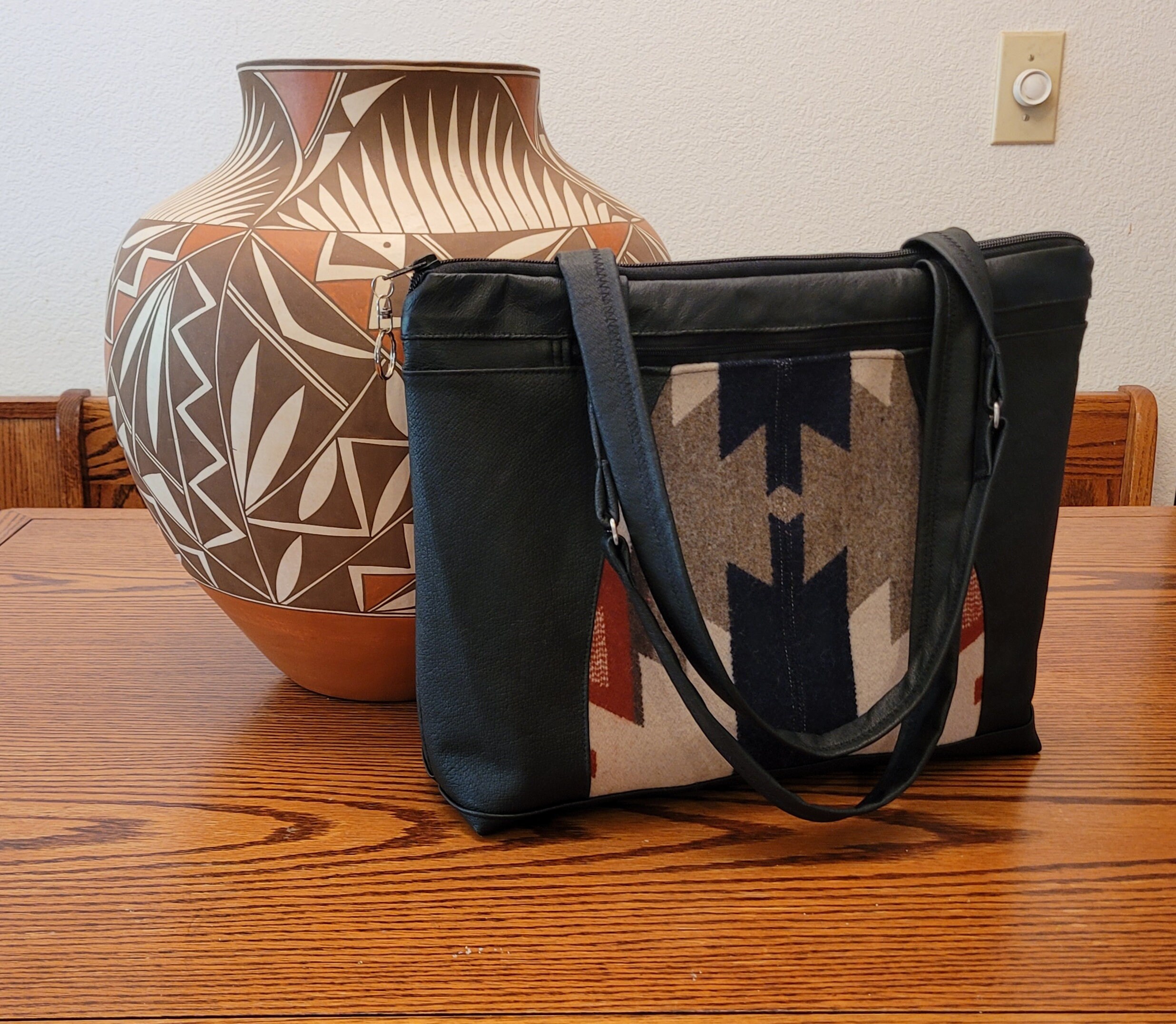 Southwest Wool Trade Blanket and Leather Tote Bag Purse Etsy