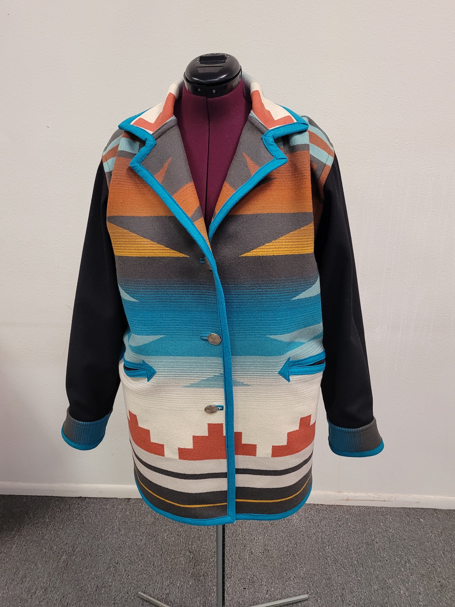 Southwestern Reversible Native American Wool Blanket Coat Etsy