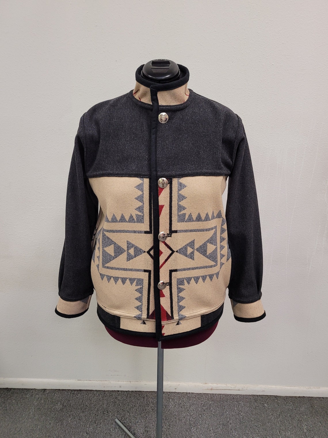 Southwestern Reversible Native American Wool Blanket Coat Etsy